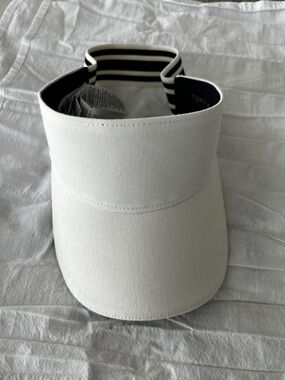 Tory Burch White and Navy Striped Sport Visor